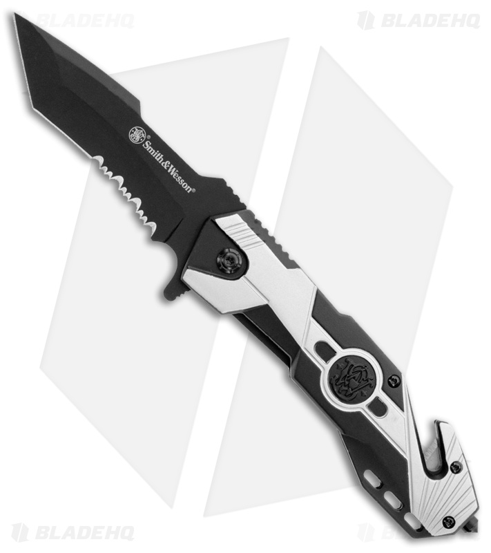 Smith & Wesson Liner Lock Knife  Black/Silver Aluminum (3.50" Serr Black)