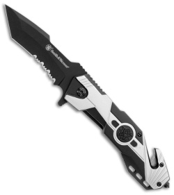 Smith & Wesson Liner Lock Knife  Black/Silver Aluminum (3.50" Serr Black)