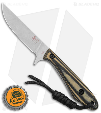Smith & Sons Spur Fixed Blade Knife Black/Tan G-10  (3.37" Stonewash)