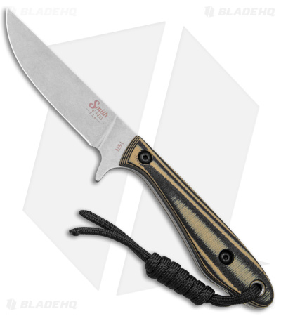 Smith & Sons Spur Fixed Blade Knife Black/Tan G-10  (3.37" Stonewash)