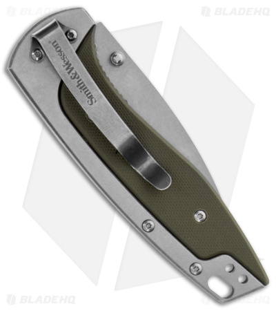 Smith & Wesson Freighter Liner Lock Knife Steel/Green G-10 (3.5" Stonewash)
