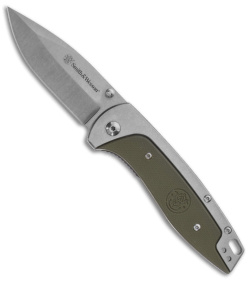 Smith & Wesson Freighter Liner Lock Knife Steel/Green G-10 (3.5" Stonewash)