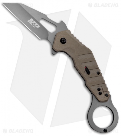 Smith & Wesson M&P Spring Assisted Extreme Ops Karambit Knife FDE G-10 (3" Gray)
