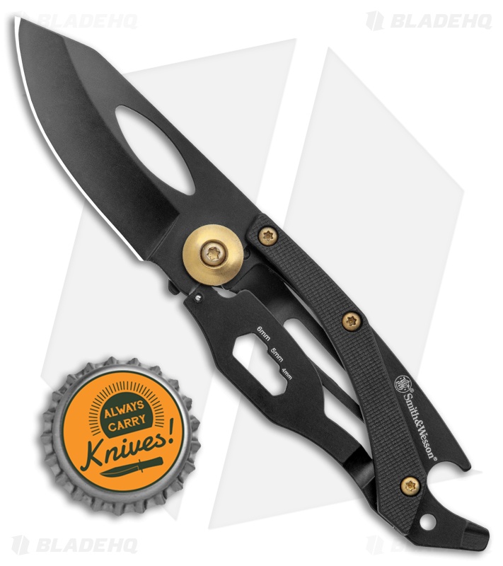 Smith & Wesson Multi-Tool Folding Knife Black Stainless Steel (2.1" Black)