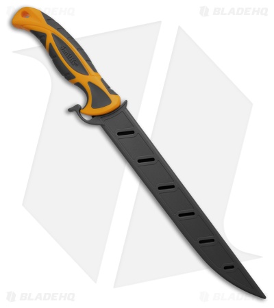 Smith's Sharpeners Lawaia Fixed Blade Knife Polymer/Yellow Rubber (9" Black)
