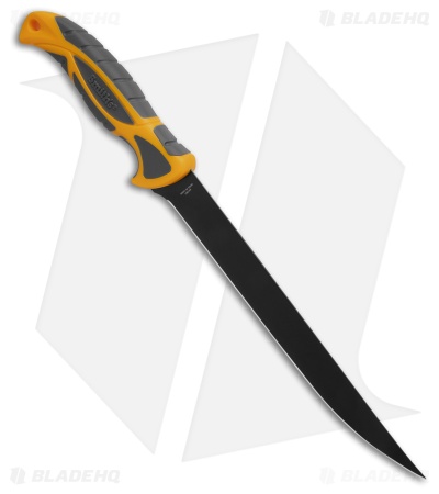 Smith's Sharpeners Lawaia Fixed Blade Knife Polymer/Yellow Rubber (9" Black)