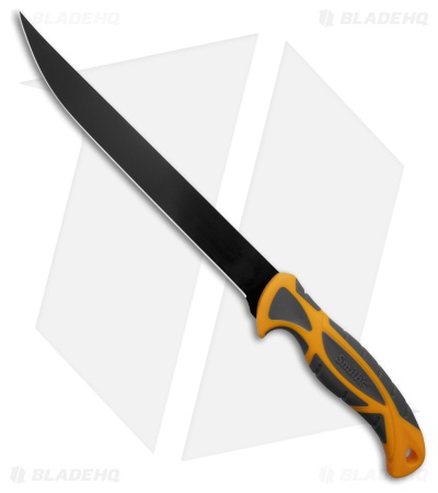 Smith's Sharpeners Lawaia Fixed Blade Knife Polymer/Yellow Rubber (9" Black)