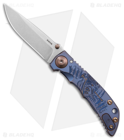 Spartan Blades Harsey Frame Lock Knife Spec Ed Plague Dr. Blue Ti (3.25" SW)