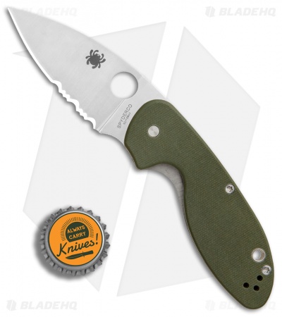 Spyderco Efficient Liner Lock Knife Green G-10 (3" Satin Serr) C216GPSGR