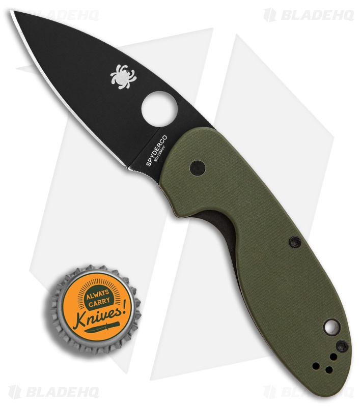 Spyderco Efficient Liner Lock Knife Green G-10 (3" Black) C216GPGRBK
