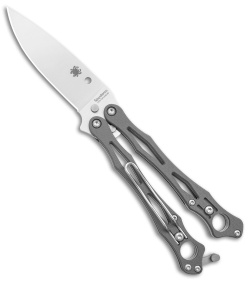 Spyderco SmallFly 2 Butterfly Knife Gray G-10 (3.4" Satin CPM Cru-Wear)