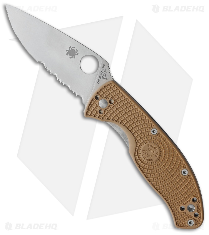 Spyderco Tenacious Lightweight Folding Knife Tan FRN (3.4" Satin Serr)