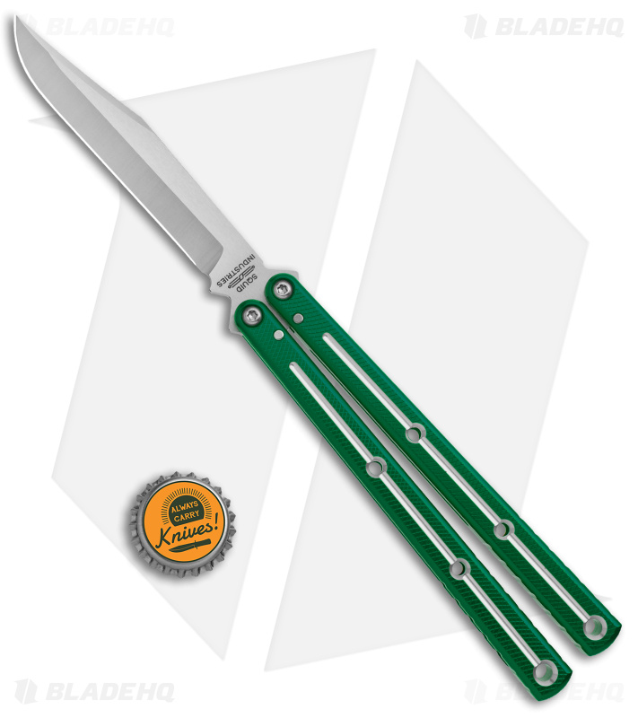 Squid Industries Krake Raken Bowie V3 Balisong Dual Tone Green
