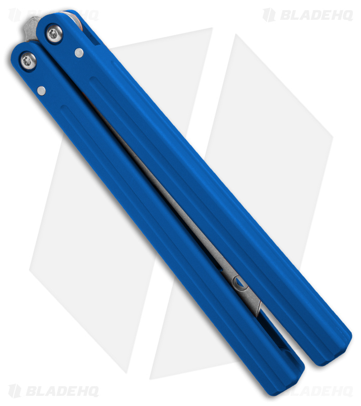 Squid Industries Triton V2 Butterfly Balisong Trainer Blue (4.3" Stonewash) 