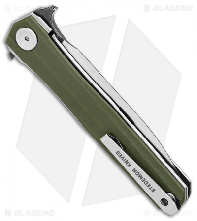 Stedemon Knives Han Liner Lock Knife Green G-10 (3.75" Black SW) C0514