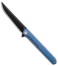 Stedemon Vouking TS06 Frame Lock Knife Blue Titanium (3.75" Black) 