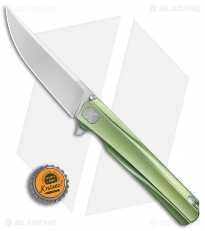 Stedemon Shy V Integral Frame Lock Knife Green Ti (4" Satin) 