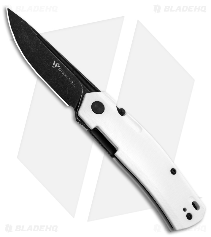 Steel Will Fjord Liner Lock Knife White G-10 (3.5" Black Stonewash) F7121