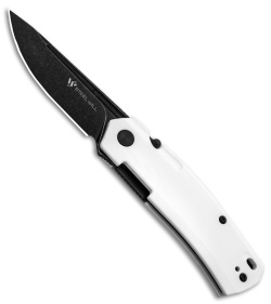 Steel Will Fjord Liner Lock Knife White G-10 (3.5" Black Stonewash) F7121