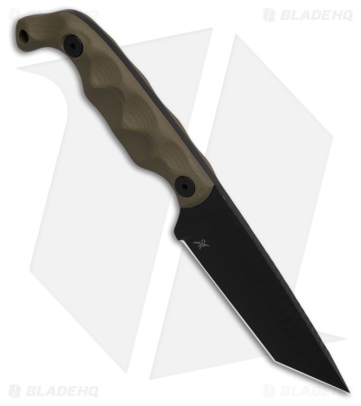 Stroup Knives Bravo 5 Tanto Fixed Blade Knife OD Green G-10 (3.5" Black)