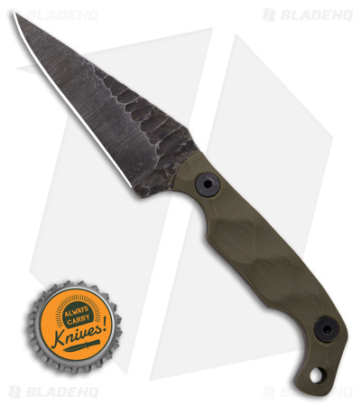 Stroup Knives Mini EDC Fixed Blade Knife OD Green G-10 (3.1" Black SW)