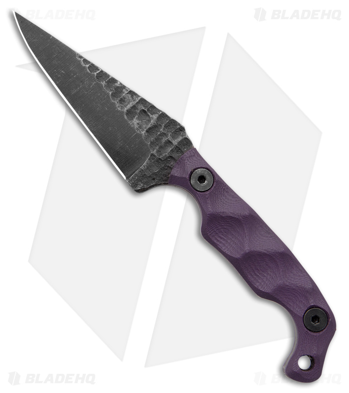 Stroup Knives Mini EDC Fixed Blade Knife Purple G-10 (3.1" Black SW)