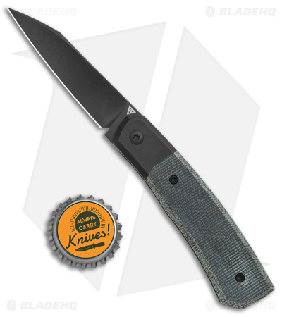 Suprlativ Knives Canibl Front Flipper Knife Black Micarta (3" PVD M390)