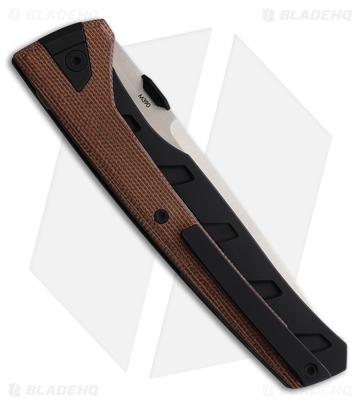 Suprlativ Knives Matador Frame Lock Knife Brown Micarta/Black Ti (3.8" Satin)