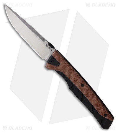 Suprlativ Knives Matador Frame Lock Knife Brown Micarta/Black Ti (3.8" Satin)