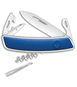 Swiza D03 Swiss Pocket Knife Blue Leather (3" Mirror)