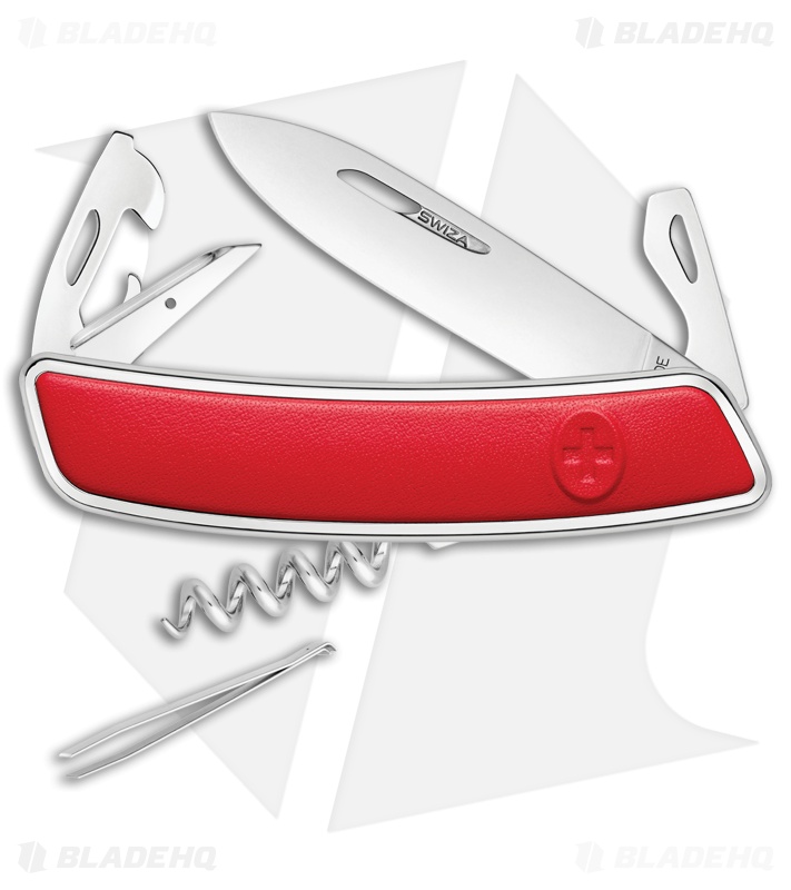 Swiza D03 Swiss Pocket Knife Red Leather (3" Mirror)