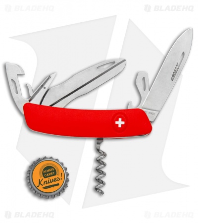 Swiza D07 Button Lock Swiss Pocket Knife Red (2.75" Satin) 