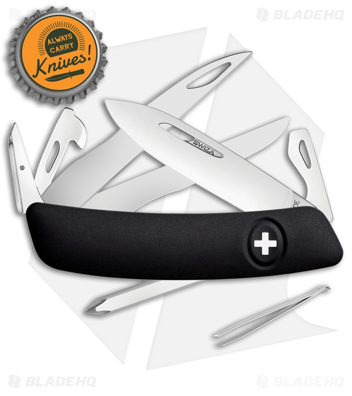 Swiza D08 Button Lock Swiss Pocket Knife | Black | Blade HQ
