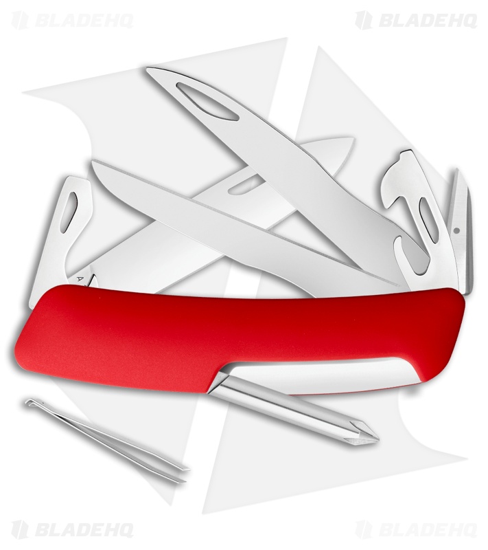 Swiza D08 Button Lock Swiss Pocket Knife Red (2.75" Satin) 