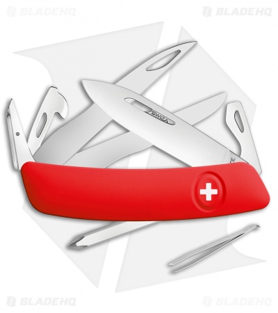 Swiza D08 Button Lock Swiss Pocket Knife Red (2.75" Satin) 