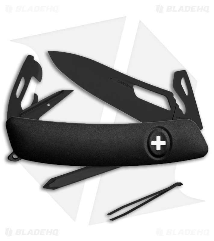 Swiza SH04 Single Hand Button Pocket Knife Black - Blade HQ