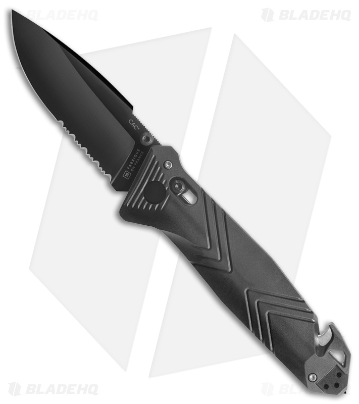 TB Outdoor CAC  Vengeur Bar Lock Knife w/ Breaker Black (3.7" Black Serr) 