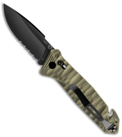 TB Outdoor CAC Bar Lock Knife w/ Breaker OD Green Polymer (3.7" Black Serr) 