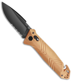 TB Outdoor CAC  Vengeur Bar Lock Knife w/ Breaker Tan Polymer (3.7" Black Serr) 