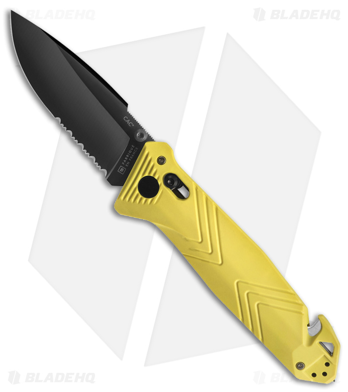 TB Outdoor CAC  Vengeur Bar Lock Knife w/ Breaker Yellow (3.7" Black Serr) 