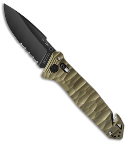 TB Outdoor CAC S200 Bar Lock Knife OD Green Polymer (3.7" Black Serr) 