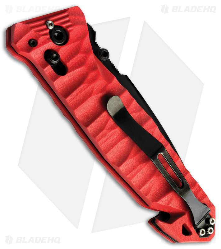 TB Outdoor CAC S200 Bar Lock Knife w/ Glass Breaker Red Polymer (3.7" Black) 