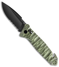 TB Outdoor CAC Bar Lock Knife w/ Breaker OD Polymer (3.7" Black Serr) 