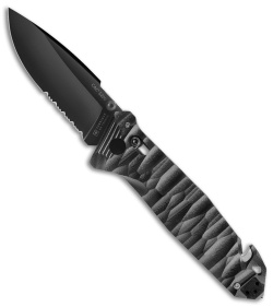 TB Outdoor CAC S200 Bar Lock Knife W/ Breaker Black Polymer (3.7" Black Serr) 