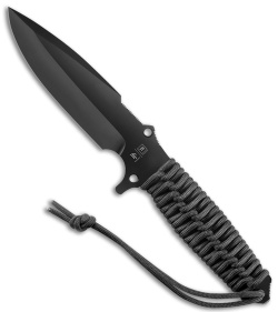 TB Outdoor Maraudeur Fixed Blade Knife w/ Breaker Black Paracord (4.45" Black)