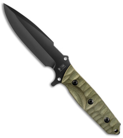 TB Outdoor Maraudeur Fixed Blade Knife w/ Glass Breaker OD G-10 (4.5" Black)