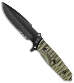 TB Outdoor Maraudeur Fixed Blade Knife w/ Glass Breaker OD G-10 (4.5" Black)