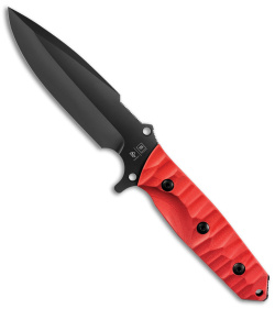 TB Outdoor Maraudeur Fixed Blade Knife w/ Glass Breaker Red G-10 (4.5" Black)