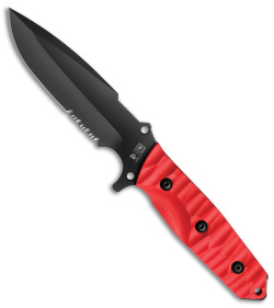 TB Outdoor Maraudeur Fixed Blade Knife w/ Glass Breaker Red G-10 (4.5" Black)