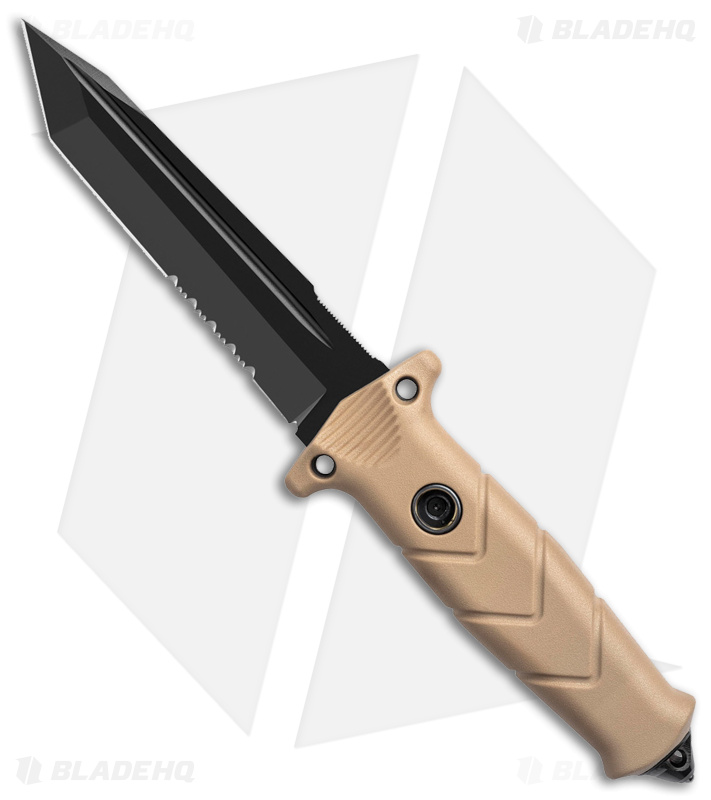 TB Outdoor Vengeur Survival Tanto Fixed Blade Knife Tan Polymer (5" Black)